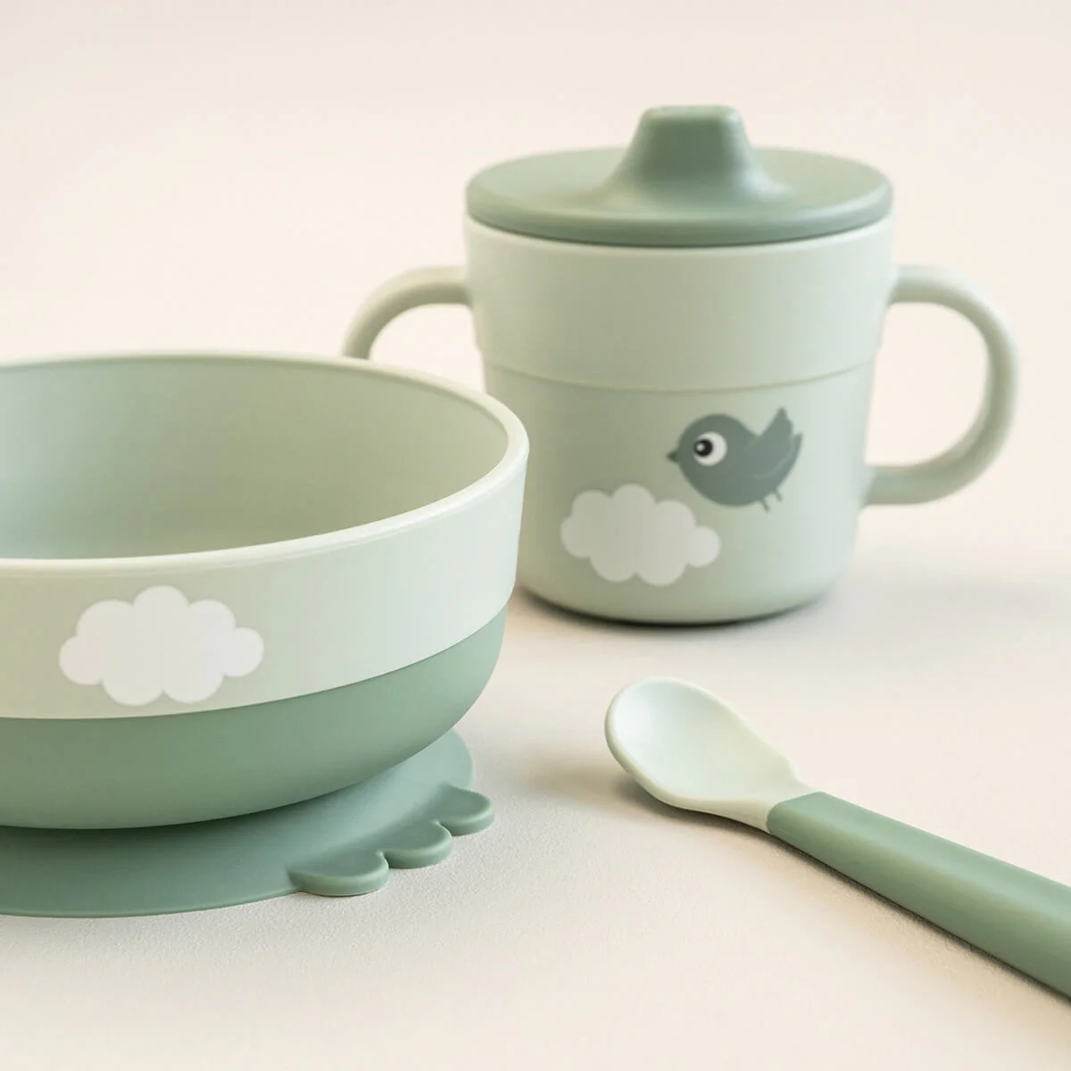 Foodie First Meal Set Happy Clouds Green 8 At Baby House - Βρεφικά &Amp; Παιδικά Είδη