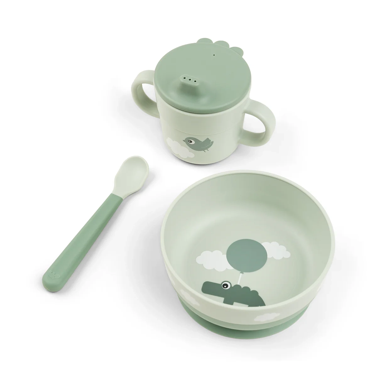 Foodie First Meal Set Happy Clouds Green Front At Baby House - Βρεφικά &Amp;Amp; Παιδικά Είδη