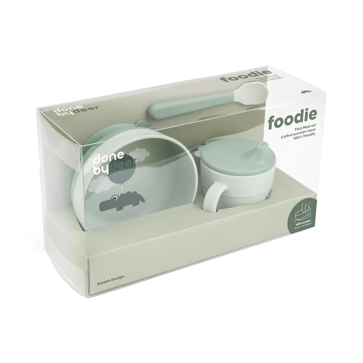 Foodie First Meal Set Happy Clouds Green Packaging 5 At Baby House - Βρεφικά &Amp; Παιδικά Είδη